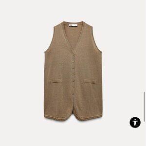 Zara Long Knit Vest Size Large NWT